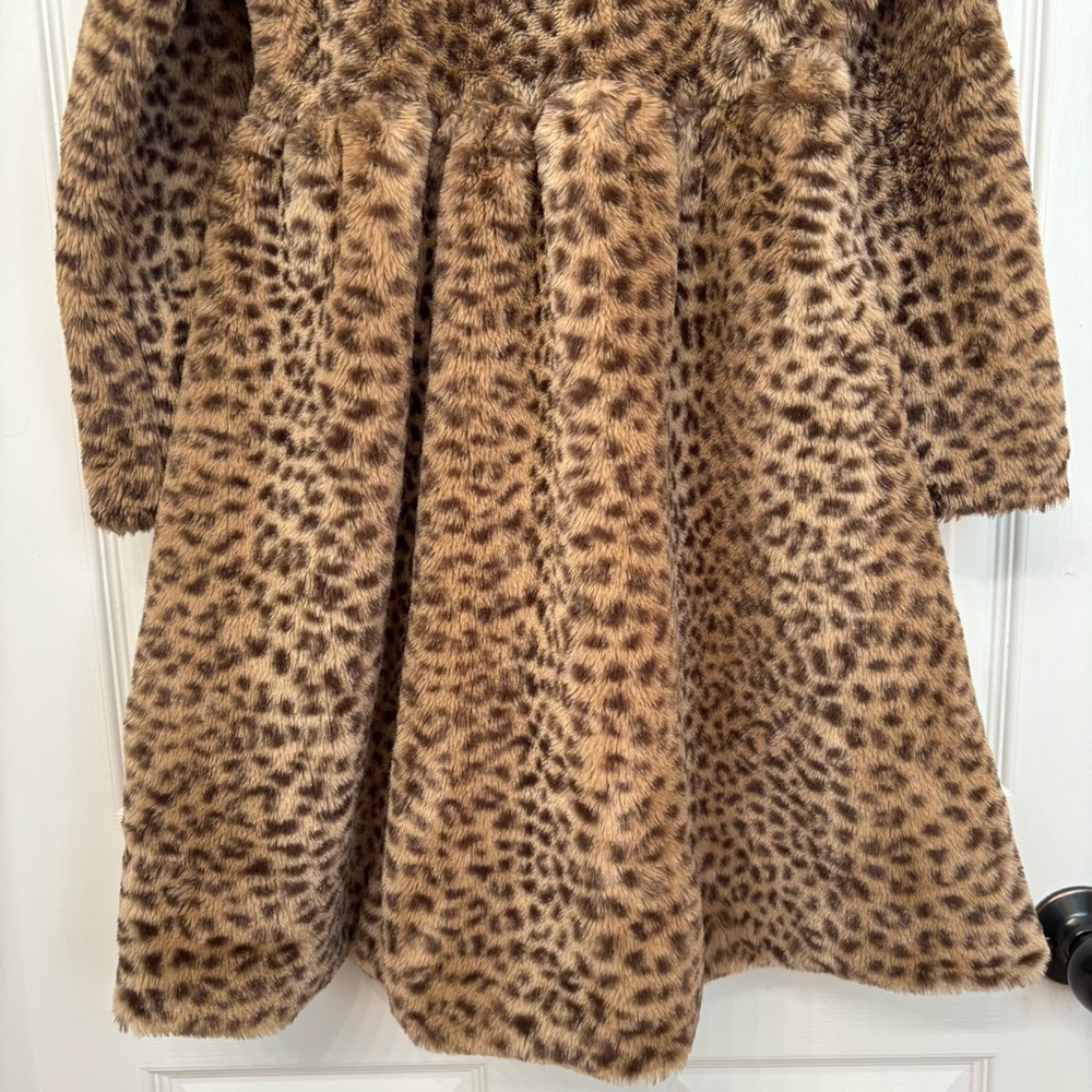 Leopard Faux Fur Dress Coat | Tahari Girls 7 - Picture 10 of 11